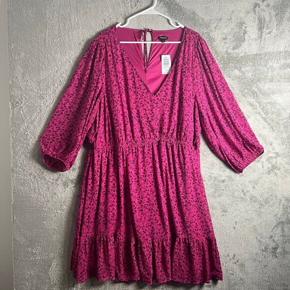 torrid Dresses & Skirts - Torrid Mini Chiffon Tiered Babydoll Dress Pink Size 3X New Holiday Party